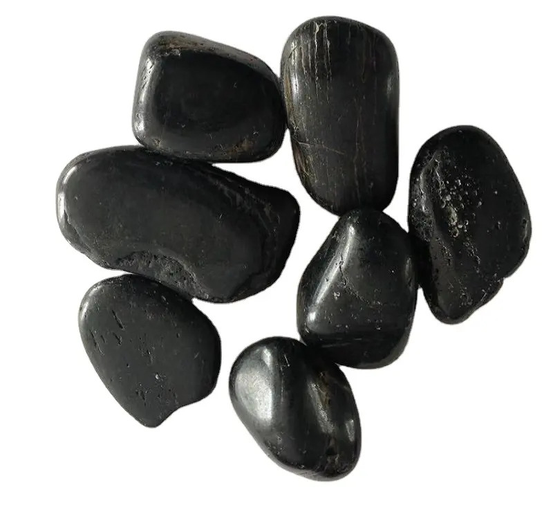Abbellimento pietra di ghiaia nera naturale pietra di fiume nera polacca