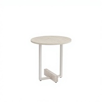 Table basse ovale Dalton | Plateau en bois naturel avec base en fer | Meubles contemporains modernes pour salon, bureau à domicile, hôtel, restaurant