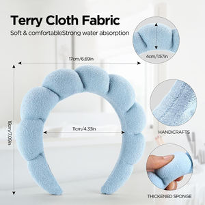 عصابة رأس للسبا بشعار مخصص، إسفنجية لغسل الوجه، ناعمة كالسحاب، عصابة شعر للعناية بالبشرة والمكياج للنساء والفتيات، للحمام والرياضة - Product Image 2