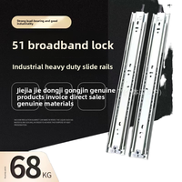 Rails de guidage modernes en acier laminé à froid de 51 mm de large, robustes, à verrouillage automatique, à capacité de charge élevée, à trois sections, avec amortissement par tampon