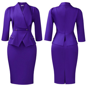 D604 produttori abiti da carriera collo grande manica 3/4 vita sottile <span class=keywords><strong>ufficio</strong></span> abito da <span class=keywords><strong>donna</strong></span> eleganti abiti africani per <span class=keywords><strong>abbigliamento</strong></span> <span class=keywords><strong>donna</strong></span> - Product Image 4