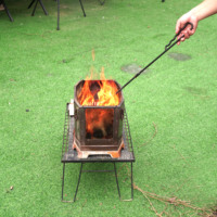 Bâton de brazier 2-en-1 détachable en fer pour foyer extérieur, outils de barbecue, peinture époxy noire