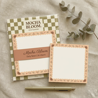 Ensemble de notes autocollantes esthétiques avec logo personnalisé, bloc-notes de planification hebdomadaire décoratif, bloc-notes pour papeterie, cadeau, fournitures de bureau, bloc-notes mémo