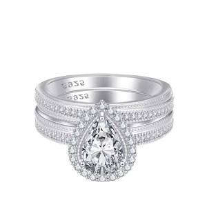 Fashion Jewelry 925 Sterling <b>Silver</b> Rhodium Plated Water Drop Shaped 5A Cubic Zircon Stackable Women's Engagement <b>Ring</b> - Product Image 1