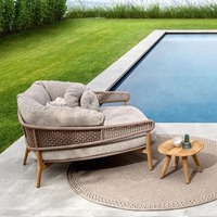 Ensembles de jardin d'hôtel nordique, meubles de jardin d'extérieur, chaises en rotin, ensemble de canapé en teck minimaliste d'extérieur avec coussin