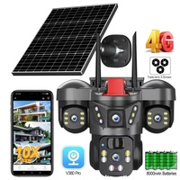 Caméra extérieure intelligente solaire QL21 PTZ à 3 écrans, surveillance solaire WiFi, caméra solaire AOV 4G/WIFI, application V380