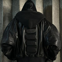 Veste bomber en simili cuir PU surdimensionnée à fermeture éclair en polyester et coton pour homme, personnalisée OEM