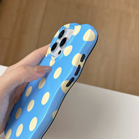 Étui de téléphone brillant 2 en 1 TPU+PC à pois mignons pour iPhone 13 14 15 16 Pro Max, bords ondulés, toucher confortable, protection contre les chocs