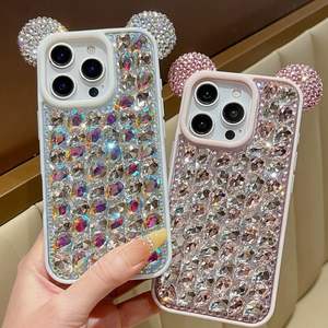 <span class=keywords><strong>Funda</strong></span> de Lujo para Teléfono de TPU Antigolpes con Orejas de Ratón y Pedrería para 16/17 Pro Max 15/16/12/13/14 con Decoración de Purpurina - Product Image 4