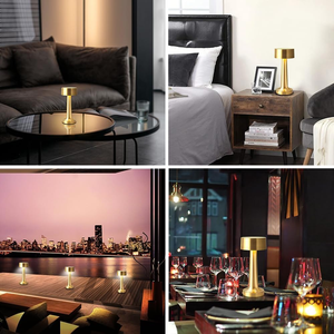 โคมไฟตั้งโต๊ะ LED ชาร์จไฟได้3สีแบบพกพาโคมไฟตั้งโต๊ะโลหะไร้สายหรี่แสงได้ - Product Image 6