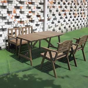 ชุดโต๊ะและเก้าอี้รับประทานอาหารกลางแจ้งราคาประหยัดทันสมัย สำหรับใช้ในห้างสรรพสินค้าและโรงเรียน เฟอร์นิเจอร์สวนไม้เนื้อแข็งทนทาน - Product Image 6
