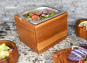 Comptoir de cuisine boîte compostable insert en acier inoxydable antirouille stockage de fast food petit bac à compost en <span class=keywords><strong>bois</strong></span> d'acacia de qualité supérieure - Product Image 2