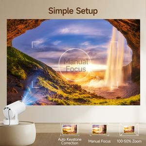 Proyector HY300 Pro+ 2025 720P 290 ANSI Android 14 con Soporte 8K, Corrección Trapezoidal Automática, Enfoque Manual, BT/WiFi, Air Mouse, <span class=keywords><strong>Cine</strong></span> <span class=keywords><strong>en</strong></span> Casa Portátil - Product Image 2