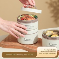 Boîte à lunch isotherme à double compartiment en acier inoxydable 304 et bol à soupe avec couvercle, compatible micro-ondes, portable, anti-goutte, récipient thermique