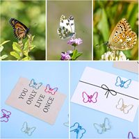 Clips de Papel con Forma de Mariposa, Clips Metálicos Pequeños y Bonitos para Organización de Archivos y Decoración, 34 mm de Largo, en Dorado, Oro Rosa, Azul y Rosa