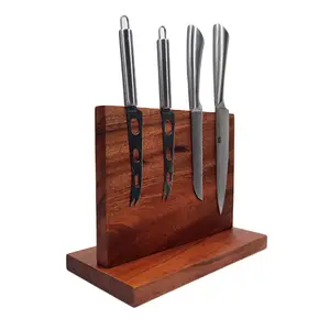 WDF OEM-soporte magnético universal para cuchillos, bloque magnético de madera de nogal para Cocina