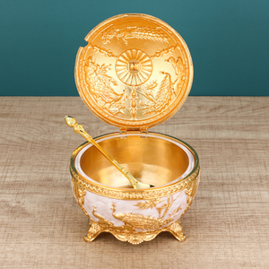 <span class=keywords><strong>Set</strong></span> di Barattoli per Zucchero in Vetro e Metallo Stile Pavone Vintage di Lusso Europeo per Tè, Caffè e Spezie con Cucchiaio - Product Image 4