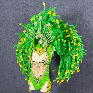 <span class=keywords><strong>Disfraz</strong></span> <span class=keywords><strong>de</strong></span> <span class=keywords><strong>Carnaval</strong></span> Brasileño, Alas y Tocado <span class=keywords><strong>de</strong></span> Plumas con Pedrería Verde y Amarilla, Ideal para Desfiles <span class=keywords><strong>de</strong></span> <span class=keywords><strong>Carnaval</strong></span> en Brasil - Product Image 6