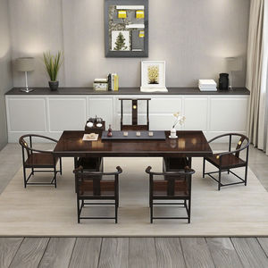 Chenshijian grande moderno semplice stile cinese antico tavolo da tè combinazione massello legno ebano tavoli da caffè integrati - Product Image 6