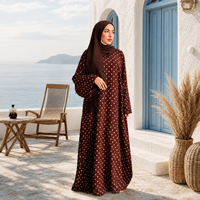 Robes élégantes pour femmes Loriya, à pois, abaya fermée avec ceinture assortie et manches évasées, robe musulmane pour femmes