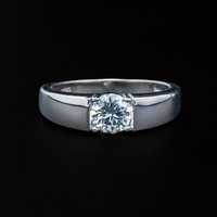 Bague en moissanite simple 1ct VVS couleur D en argent 925 pour homme et femme, bague de fiançailles et de mariage, prête à être expédiée