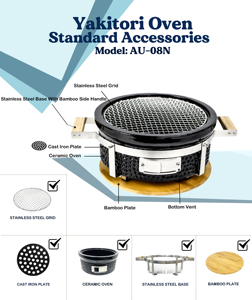 Barbecue portable au charbon <span class=keywords><strong>de</strong></span> bois Auplex, gril rond en fonte, barbecue <span class=keywords><strong>de</strong></span> <span class=keywords><strong>table</strong></span> <span class=keywords><strong>japonais</strong></span> Yakitori, poêle Hibachi, barbecue <span class=keywords><strong>de</strong></span> bureau pour le camping - Product Image 5