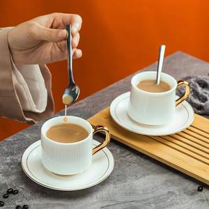Juego de taza y platillo de café de alta calidad de jade gordo de cordero, taza de té de cerámica con cuchara, taza de té de oficina - Product Image 1