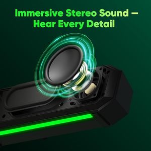 Haut-parleurs d'ordinateur INGA avec micro détachable, barre de son USB Plug-and-Play pour Mac, compatible avec les modes d'éclairage dynamique pour jeux/musique - Product Image 3