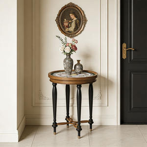 <span class=keywords><strong>Table</strong></span> basse ronde artisanale peinte à la main en tilleul massif, design classique du milieu du siècle, <span class=keywords><strong>table</strong></span> d'appoint polyvalente pour salon - Product Image 4