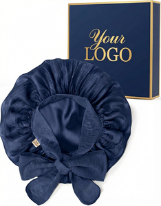 قبعة حريرية مخصصة للنساء للنوم، قبعة نوم 100% حرير مع ملصق مخصص معتمد من OEKO-TEX، عمامة حريرية - Product Image 1