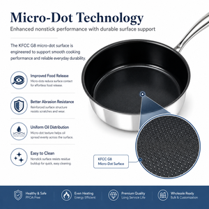 Poêle à frire antiadhésive en acier inoxydable triple couche sans PFAS <span class=keywords><strong>de</strong></span> 28 cm avec long manche, idéale pour la cuisine et le wok - Product Image 3