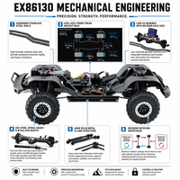 RGT EX86130 Pro Runner 1/10 RC Crawler 4WD Transmisión inversa DIG de 2 velocidades ESC de resina y metal de 6 canales Servo de 25 kg con cabrestante 2.4G