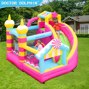 Venta al por mayor patio trasero niños tobogán inflable para niños Casa de rebote fiesta puentes Casa de rebote inflable con pozo de bolas