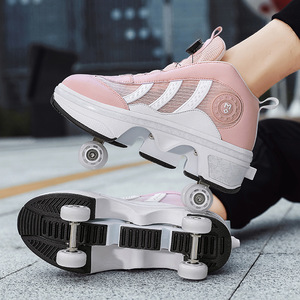 Helios Skateboarding Shoes Double Row Four Wheels <b>Cushioned</b> Sporty <b>Round</b> Toe Rubber Outsole - Product Image 2