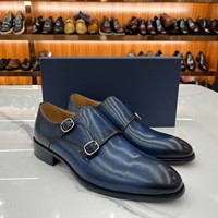 Chaussures habillées en cuir véritable pour hommes, style britannique, grandes tailles, avec boucle, pour le bureau, élégantes et tendance