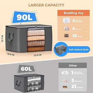 <span class=keywords><strong>Caja</strong></span> de armario plegable de almacenamiento grande ZXH, Asa duradera, tela gruesa para mantas, edredones, ropa de cama, capacidad de <span class=keywords><strong>90</strong></span> <span class=keywords><strong>litros</strong></span>, carga de 10kg - Product Image 3