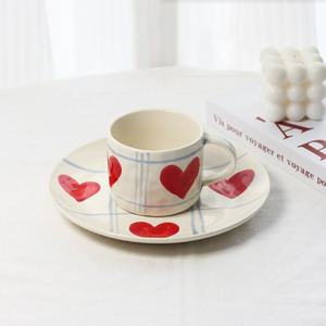 Creative Simple <b>Heart</b>-shaped Breakfast Milk Ceramic <b>Mug</b> Ins Exquisite Couple Afternoon Tea Coffee Cup and Plate - Product Image 2