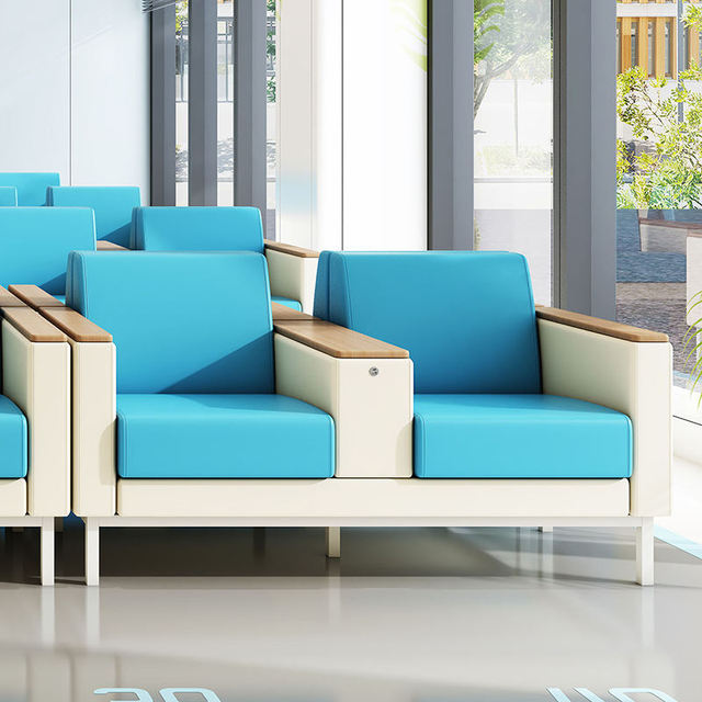 Hospital Waiting Room Furniture: 2-seat Visitor Sofa with USB Interface, High-end Clinic Waiting Area Medical Furniture