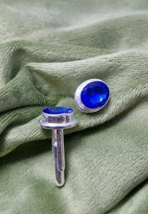 Boutons de manchette tendance et magnifiques en forme ovale, en tanzanite faite à la main, en argent sterling 925, bijoux de luxe pour hommes - Product Image 4