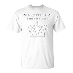 T-shirt chrétien Maranatha, design minimaliste moderne, blanc, taille adulte unisexe - Product Image 1