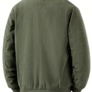 Chaqueta de Pana con Cierre, Cuello de Contraste Personalizado, Bolsillos con Solapa y Forro de Peluche, Fabricante de Chaquetas de Alta Calidad - Product Image 3