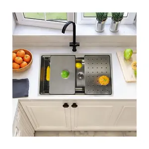 Mouhoti Small Corner Sink Under Mount Hidden Unique Decor Fregadero Stainless Steel Kitchen Sink with Optional Kitchen Tools