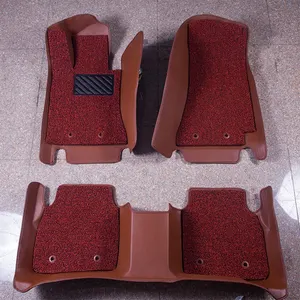 Brown car carpet 6D double layer leather and coil car floor mat for Mercedes-Benz W213