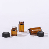 Flacon en verre ambrées avec couvercle en plastique, lunette à insertion d'huile essentielle, échantillons de parfum, 1/2/3/5ml, 30 pièces