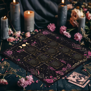 Hot Sale 75*75CM Retro Butterfly Moth Moon Phase Altar Tablecloth <strong>Black</strong> Oracle <strong>Table</strong> Mat Square Polyester - Product Image 5