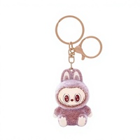 Porte-clés en peluche floquée mignon, petit animal, pendentif de sac, porte-clés en fausse fourrure douce, breloque cadeau