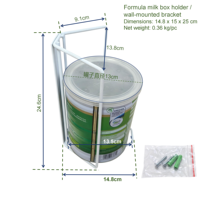 Support mural pour boîte de lait infantile avec vis, étagère murale en fer blanc avec perçage et installation par vis