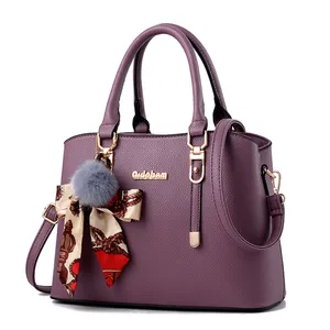 深圳廉价低最小起订量自有品牌绗缝彩色紫色手提包带围巾