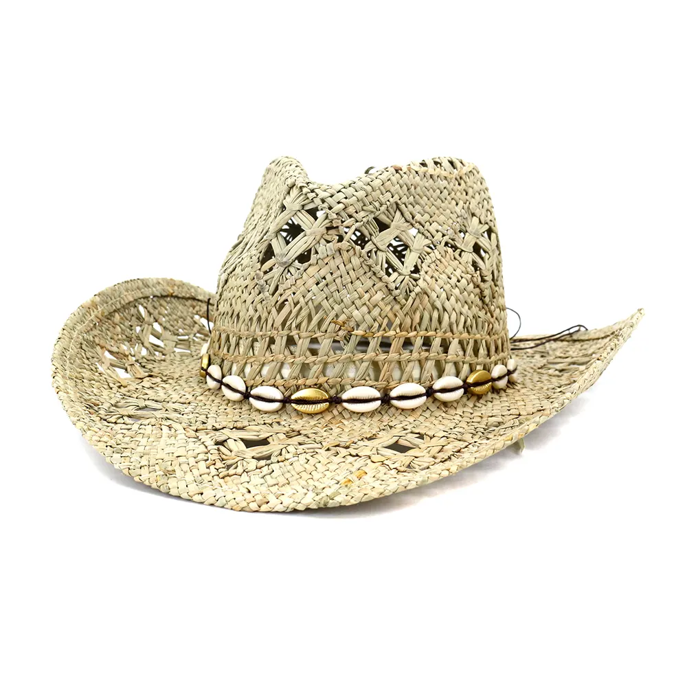 Di alta qualità di nuovo stile promozionale unisex spiaggia della paglia occidentale cowboy & cowgirl cappello da sole tesa larga made in China