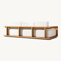 Ensemble canapé moderne en bois massif pour villa, patio et jardin, mobilier sectionnel pour l'extérieur, fauteuil de détente en teck pour hôtel